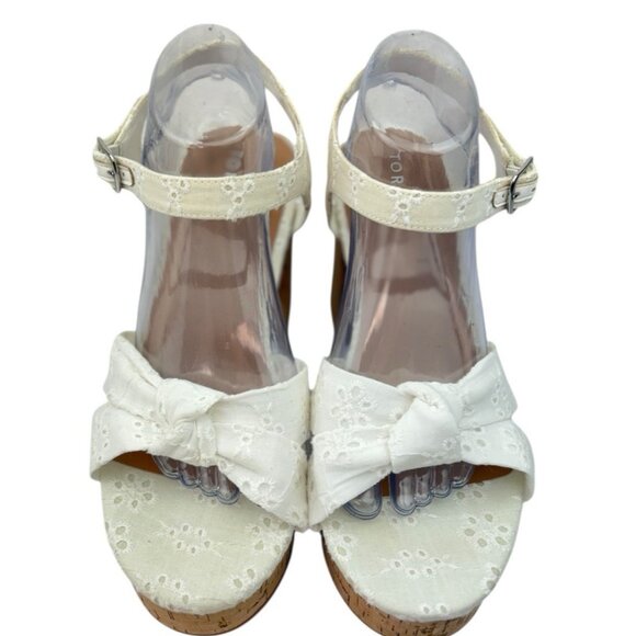 Torrid Platform Heels Womens Size 9.5W White Eyelet Boho Hippie Cottage Romantic - Picture 3 of 10
